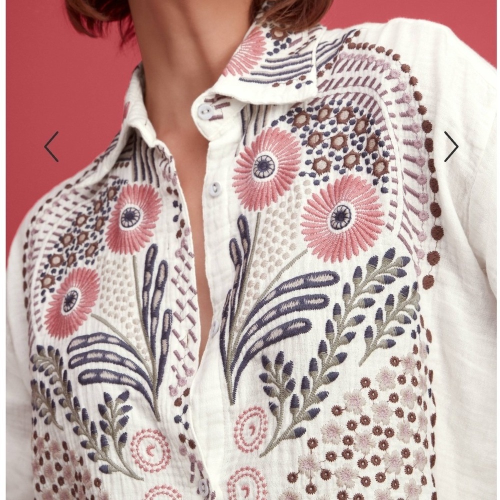 Johnny Was Palladium Floral Embroidered Quilted Top Boho Cottagecore Whimsigoth